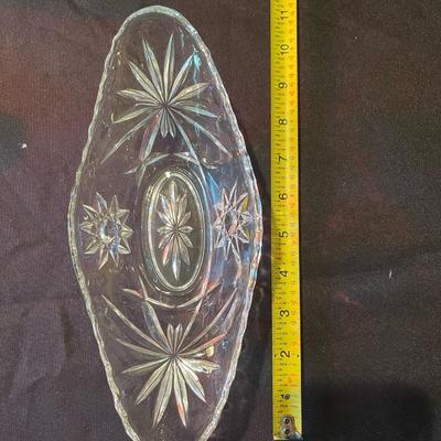 Lot of (4) misc. pcs. Of etched glassware and crystal