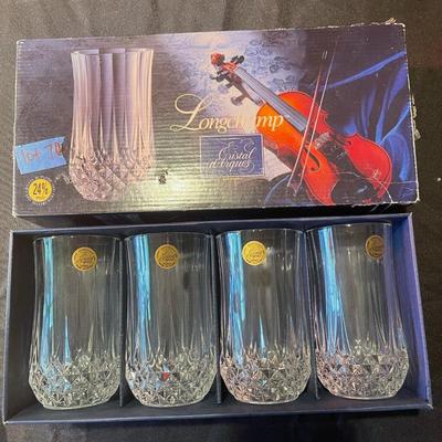 Set of (4) brand new in the box Longchamp crystal glasses