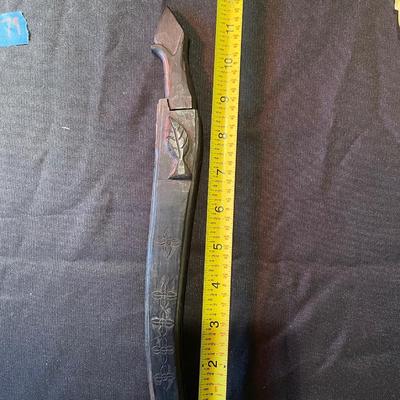 (2) Antique ebony African knife with case