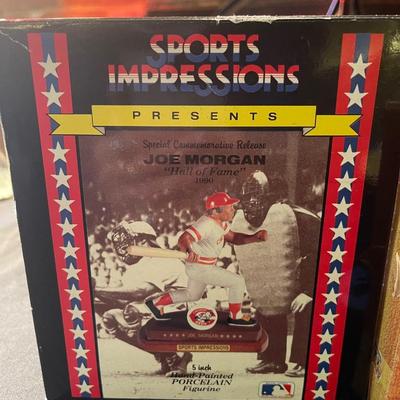 Riddel jets helmet, Michael Jordan basketball, 1990 Sports impressions Joe Morgan hall of fame figurine