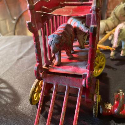 (2) sets of vintage cast iron toy carriages
