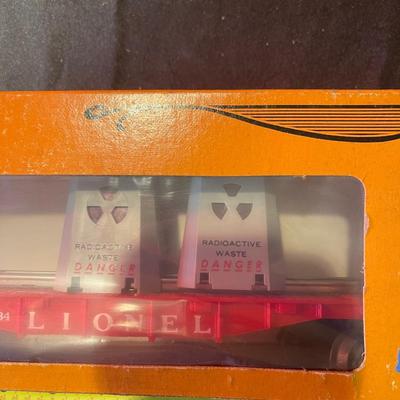 Lionel "Radioactive waste car w/waste containers"
