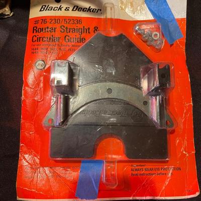 Wagner heat gun, Fedtro powerhouse deluxe battery charger, handrill bit kit, B+D router straight & circular guide, B+D deluxe dual...