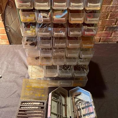 Raaco tool storage cubby w/contents, cleveland ezy-out screw extractors, hex key set