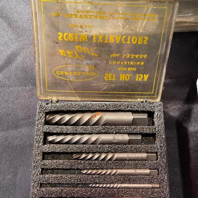 Raaco tool storage cubby w/contents, cleveland ezy-out screw extractors, hex key set
