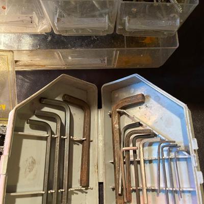 Raaco tool storage cubby w/contents, cleveland ezy-out screw extractors, hex key set