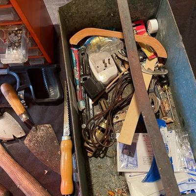 Racco small tool cabinet w/contents, antique metal tool box w/contents