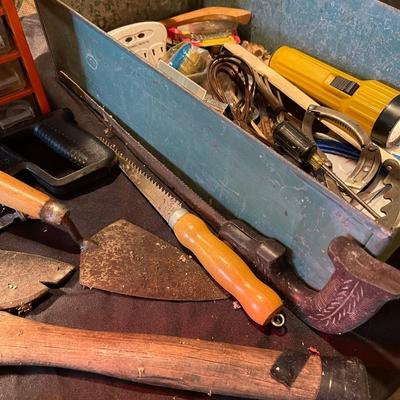 Racco small tool cabinet w/contents, antique metal tool box w/contents