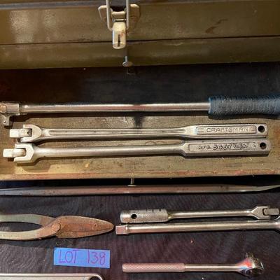 Metal park tool box w/contents, mix of quality tools