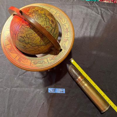 Antique italian globe &  huge authentic bullet