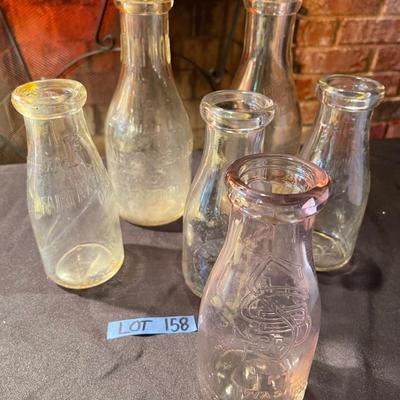 Lot of (6) vintage glass milk jugs