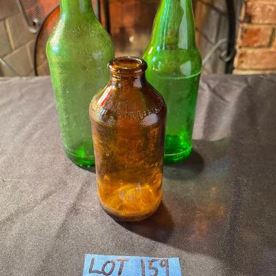 (3) vintage glass bottles