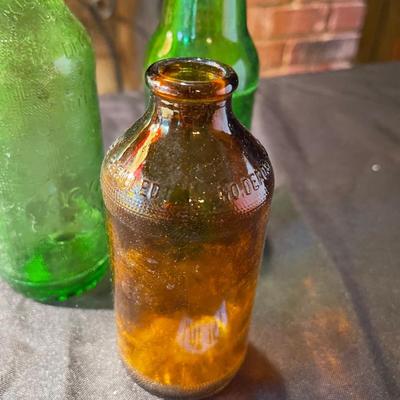 (3) vintage glass bottles