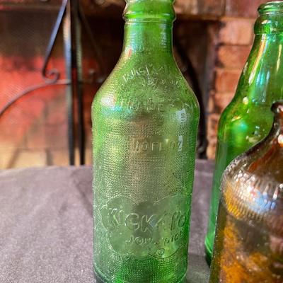 (3) vintage glass bottles