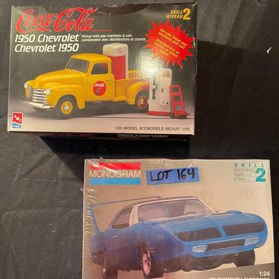 Coca-cola 1950 chevrolet diecast metal and monogram 1970 plymouth superbird 