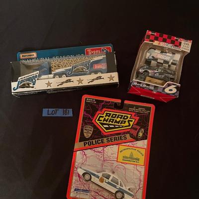 Matchbox inaugural season 1995 NFL Jaguars semi, Road Champs diecast metal police series Metropolitan police Washington DC, Trevco Nascar...
