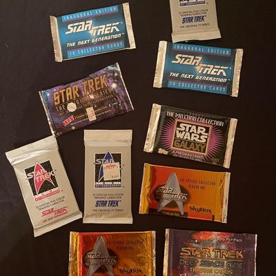 (9) Packs of Vintage StarTrek trading cards, (1) pack of star wars cards.