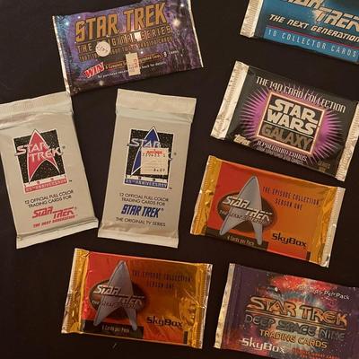 (9) Packs of Vintage StarTrek trading cards, (1) pack of star wars cards.