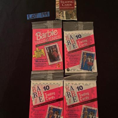 (1) American Girl Cards, (4) Barbie Cards
