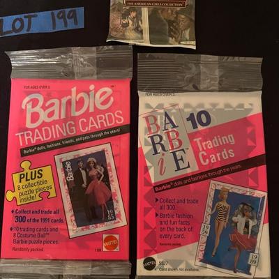(1) American Girl Cards, (4) Barbie Cards
