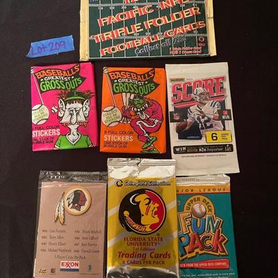 (1) 1992 Pacific NFL, (2) Baseball's biggest gross outs, (1) Panini NFL Score, (1) Redskins, (1) Florida State Uni. , (1) Upper deck...
