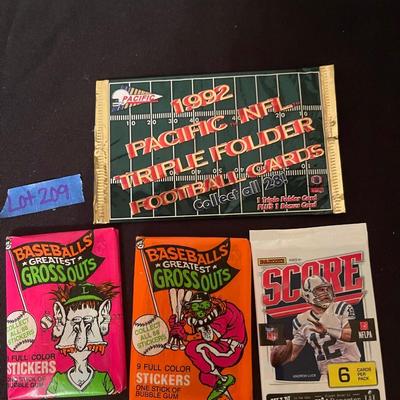(1) 1992 Pacific NFL, (2) Baseball's biggest gross outs, (1) Panini NFL Score, (1) Redskins, (1) Florida State Uni. , (1) Upper deck...
