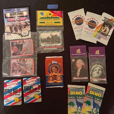 Desert Storm series 1 Troops, (2) 50Th Anniversary WW2, (10 Topps American Heritage, Kentucky Derby, (2) Club Pro set learning cards, (2)...