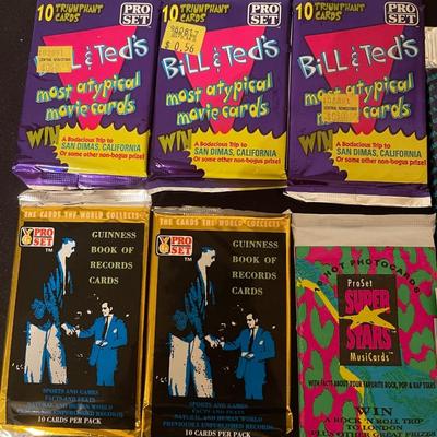 (3) Bill & Tedds most atypical movie cards, (1) The Rap pack, (2) Guinness Book of Records, (1) Super Star musicards, (4) Laffs TV...