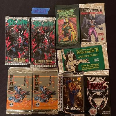 (2) Spawn, (1) Plasm, (1) Ultraverse 2 orgins, (2) Skybox mile stone, (1) Ultraverse comic, (1) 30 yrs. of magic Greg Hildebrandt, (1)...