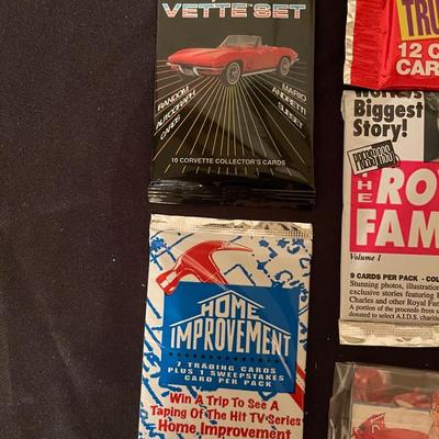 (1) 1991 inaugural edition corvette set, (1) Skybox home improvement, 93-94 caps team set, The Royal family, (1) classic monster trucks,...