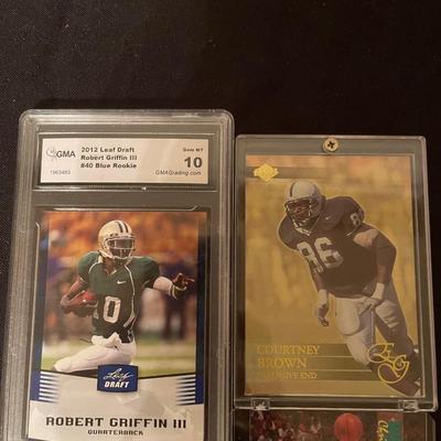 2012 leaf draft RG3 #40 blue Rookie graded card, Courtney Brown, Rick miver, Chris Webber NBA. 