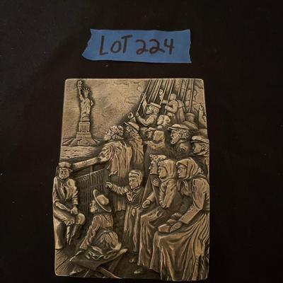 .999 Fine Silver Henry k Winograde plaque of immigrants coming to America- Gilis Island