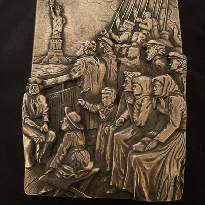 .999 Fine Silver Henry k Winograde plaque of immigrants coming to America- Gilis Island