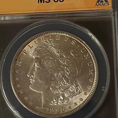 1886 ANACS  MS-62 Silver Morgan Dollar