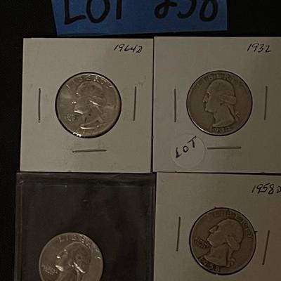 1964-D, 1932, 1958-D, 1956 Quarters.