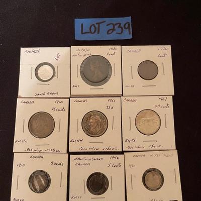 Lot of (9) Canadian coins