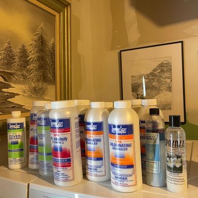 Lot of (33) ThermoSpas chemicals for Hot-tubs and (3) filters 