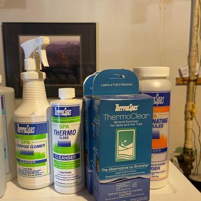 Lot of (33) ThermoSpas chemicals for Hot-tubs and (3) filters 