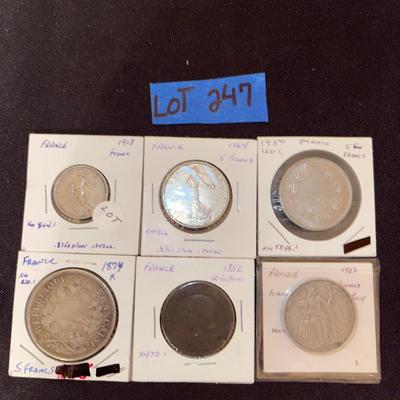 Lot of (6) France coins