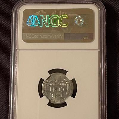 1943-S Struck off center mint error unciruclated details obverse wheel mark NGC