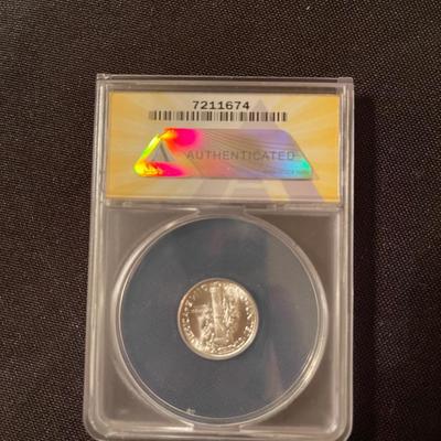 1943-D Mercury dime graded MS-66 by ANACS