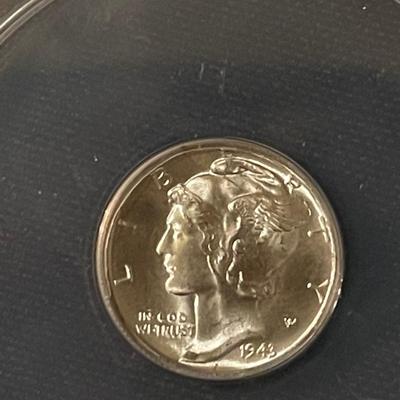 1943-D Mercury dime graded MS-66 by ANACS