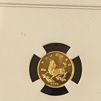 1996 Gold 5 yuan Unicorn coin MS-69 Certified by NGC