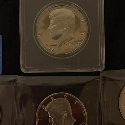1776-1976 Silver Kennedy Bicentennial Half Dollar, 2001-S, 2002-S, 2004-S, 2005-S, 2006-S Kennedy silver half dollar.