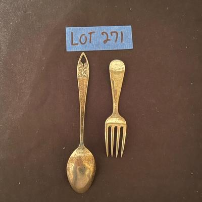 Sterling silver fork, sterling silver "Twin Cubs Yellow Stone Park!"