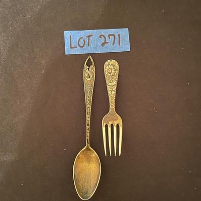 Sterling silver fork, sterling silver "Twin Cubs Yellow Stone Park!"