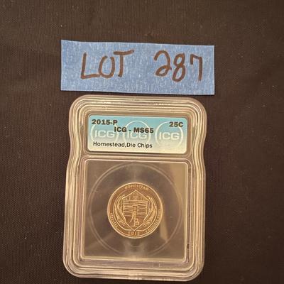 2015- P Homestead die chips quarter ICG Cert. MS-65
