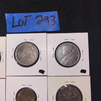 Lot of (7) vintage Italty vatican coins- Pope John Paul 2 Token, 1962 100 Lira km 73, 1957 100 lire km 55, 1977 50 lire km A121, 1979 20...