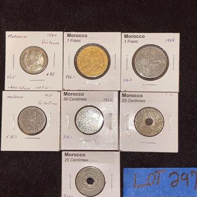 Lot of (7) vintage Morocco coins