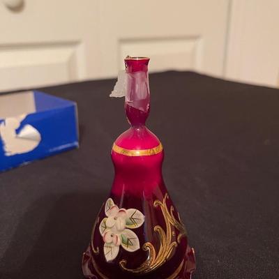 (2) stunning Antique hand painted glass bells.